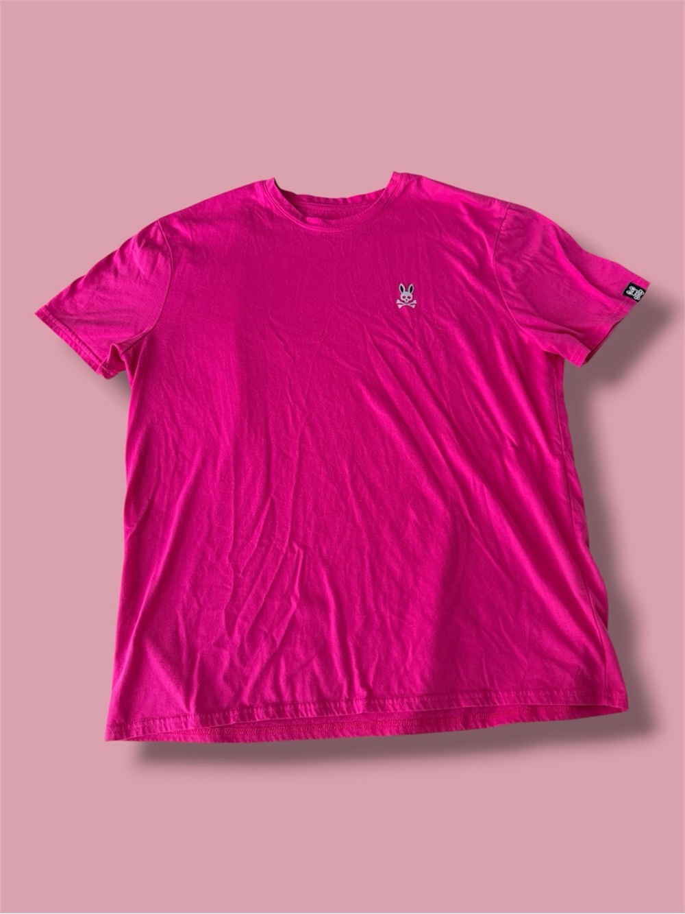 Psycho Bunny Men's Vibrant Hot Pink Crew Neck Tee (Large)